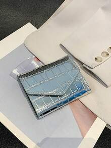 1-Piece Women's Stylish Glossy Crocodile Pattern Wallet, Compact And Exquisite, Easy To Carry, An Excellent Choice For Gifts - Pink - View 3