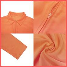 1pc Unisex Orange Solid Color Prisoner Costume Jumpsuit, Suitable For Theme Party, Role-Playing, Events, Casual Home & Daily Wear - Orange - View 8