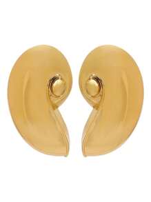 1 Pair Of Gold Seashell Earrings, With Modern And Artistic Design, Suitable For Wearing At Fashion Or Art Events, An Elegant Gift For Those Pursuing Unique Accessories