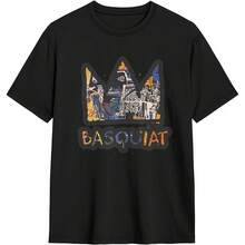 Artists Basquiat Crew Neck Casual Short-Sleeved Shirt Basic Shirt T-Shirt Unisex Cotton Short-Sleeved Shirt (8) - màu đen - Xem 1