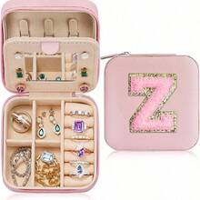 1pc Jewelry Box (A-Z Letters) Jewelry Box, Storage Box, Jewelry Organizer Box, Earring Necklace Storage Rack, Storage Box, Portable Travel Jewelry Box, Suitable For Autumn/Winter Storage, Ring Earring Necklace Storage Box, Display Stand - Suitable Gift Box For Girls And Ladies, Halloween Gift Box, Christmas Gift Box. - Pink Letters - View 16