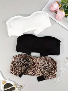 3Pcs Strapless Front Clasp Push Up Bra, Wireles Bra -Everyday Bra - Multicolor - View 2