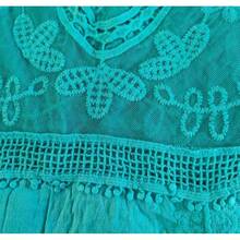 Women's Contrast Lace Loose Swimsuit Cover Up Beach Dress - Swimwear 2025 IBGX - Blue - View 4