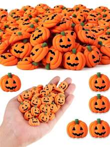 5/10/20/30pcs Halloween Resin Charms Pumpkin, DIY Mini Flatback Decorations, Grimace Smile Pumpkin Miniature For Halloween Party, Phone Case, Fridge Table Decors,Material For Halloween Party Craft Table Scatter Decors