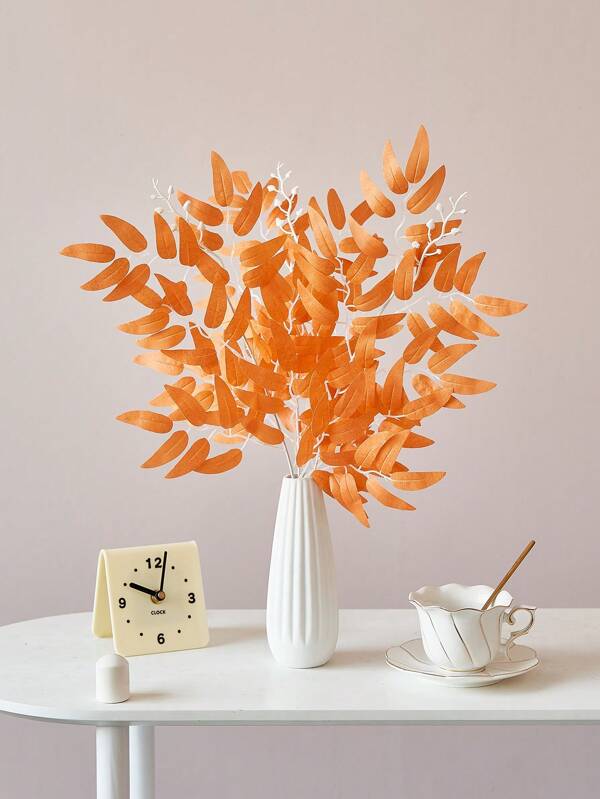 3/6/12Pcs Artificial Fall Eucalyptus Leaves Faux Autumn Leaf Branches Fake Silk Eucalyptus For Home Autumn Festival Halloween Thanksgiving Decor