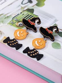 1 par de brincos de acrílico com pingente de abóbora de Halloween, doces e botas, moda para uso diário e festas