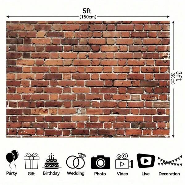 Bright Red Brick Wall Photography Background Cloth - For Birthday Parties, Teen Parties, And Home Decor