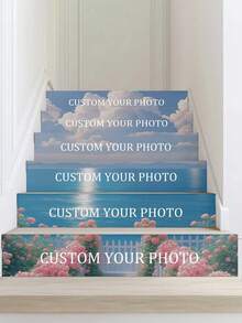 Customizable Photo! Stairway Decorative Stickers, Waterproof And Easy To Apply, Decorate Home Stairs, Personalized Photo Customized Stair Stickers, Creative Decor, Brighten Every Step, Create A Unique Personalized Space,School Supplies,Back To School - Multicolor - View 7