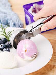 1pc Stainless Steel Double-Sided Ice Cream Scoop And Spoon, Multifunctional Ice Cream Digging Tool, Silver Color