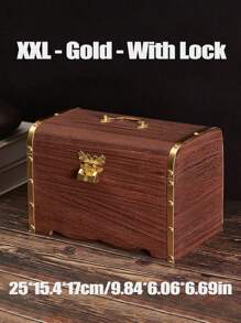 1 pièce Boîte à monnaie en bois vintage - avec cadenas d'amour, accents de laiton et poignée de transport, meilleurs cadeaux d'anniversaire, bocal à trésor de pirate médiéval, cadeaux de fête des pères, boîte de rangement, décoration d'intérieur, cadeau pour la famille, accessoires de mariage, décoration de chambre, articles de décoration de chambre, épargne d'argent, rangement de pièces de monnaie, rangement d'argent, rangement de bijoux, cadeau pour la famille, tirelire en bois, vintage, médiéval, thème de pirate, rustique, classique, élégant, cadeaux de remise des diplômes