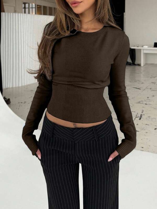 Tailored Round Neck Pullover Sweater