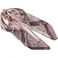 35 Inches Silk Head Scarf-Satin Hair Scarves Silk Bandana Scarf Headscarf For Women's Fashion Scarveshalloween - 大花腰果 - 粉紅色 - 查看 11