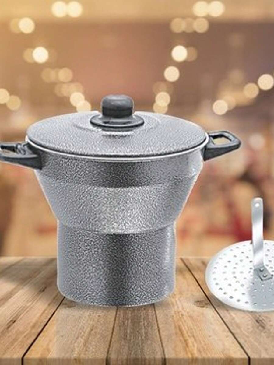 Large Nordestino Couscous Pot Nº18 Black Cracked Steaming Of Assorted Vegetables - 破裂 - 查看 1
