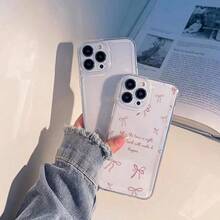 Pink Bows Faith Quote Divine Timing Element Design-Clear Phone Case With Air Cushion Corners For IPhone 15 Pro /IPhone [16/15/14/13/12/11 Pro Max]|Shockproof |Ultra Thin |Anti-Scratch-Cute Gift For Girls, BFF - 無色 - 查看 6