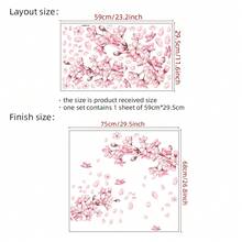 2入組櫻花花壁貼紙分支壁貼紙粉紅花壁貼紙水彩花壁貼紙房間臥室客廳幼兒園裝飾,尺寸15.7 X 11.8英寸