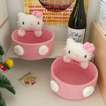 Sanrio 1 Stück Sanrio Hello Kitty süß Kawaii Aufbewahrungskorb, reizvoller Make-up Organizer, Schlafzimmer Dekoration, Geburtstagsgeschenk, Abschlussgeschenk, Pink - Hello Kitty bezaubernder großer Rollaufbewahrungskorb - multifunktionale Stoff Schreibtisch Organizer Box, klassisches Design, geeignet für Zuhause, Büro, Spielsachen und Zubehör