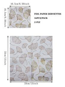 16 chiếc/bộ, Khăn ăn lá bạch quả dùng một lần bằng giấy bạc vàng 13x13 inch, In ấn cho đám cưới, trang trí tiệc trà sinh nhật, nhà hàng, khách sạn, quán cà phê cho khách, trang trí nhà cửa, đồ dùng cho tiệc, làm từ bột gỗ nguyên chất - Nhiều màu - Xem 7