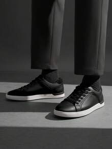 Men's Casual Trainers Dress Sneakers Skate Shoes - Black - View 2