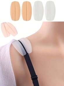 2pcs/6pcs Silicone Bra Strap Clips, Nude + White + Black, Non-Slip Shoulder Pads, Soft Invisible Bra Strap Protectors, Invisible Non-Slip Fixation For Bra Underwear To Prevent Straps From Falling Off, Traceless Artifact Shoulder Pads, Silicone Decompression Shoulder Pads