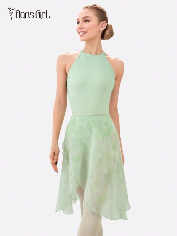 DonsGirl DonsGirl 1 Stück Zarte romantische Damen Tutu Rock mit floralem Design in hellem Grün, zum Binden, für Ballett, Modern Dance, Klassischen Tanz, Aufführungskostüm, Geschenk für die Freundin