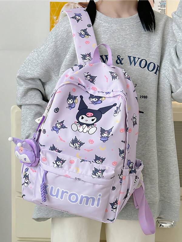 Sanrio 1pc Hello Kitty, Kuromi, Cinnamoroll, My Melody Cartoon Backpack, Cute Daily Bag, Cat Cartoon Anime Storage Bag, Women Casual Travel Commute Backpack, Cosmetic Bag, Holiday Organizer, Large Capacity Makeup Organizer Makeup Box, For Lipstick, Brushes, Skincare, Phone, Coins, Small Items, Home, Gift, Holiday And Festival Halloween Christmas, Multifunctional Back To School