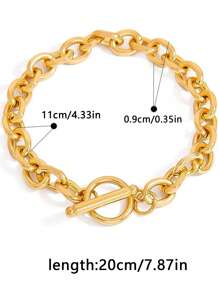 1pc Fashionable Stainless Steel O-Shape Angle OT Clasp Thick Men's Bracelet, Suitable For Daily Wear
