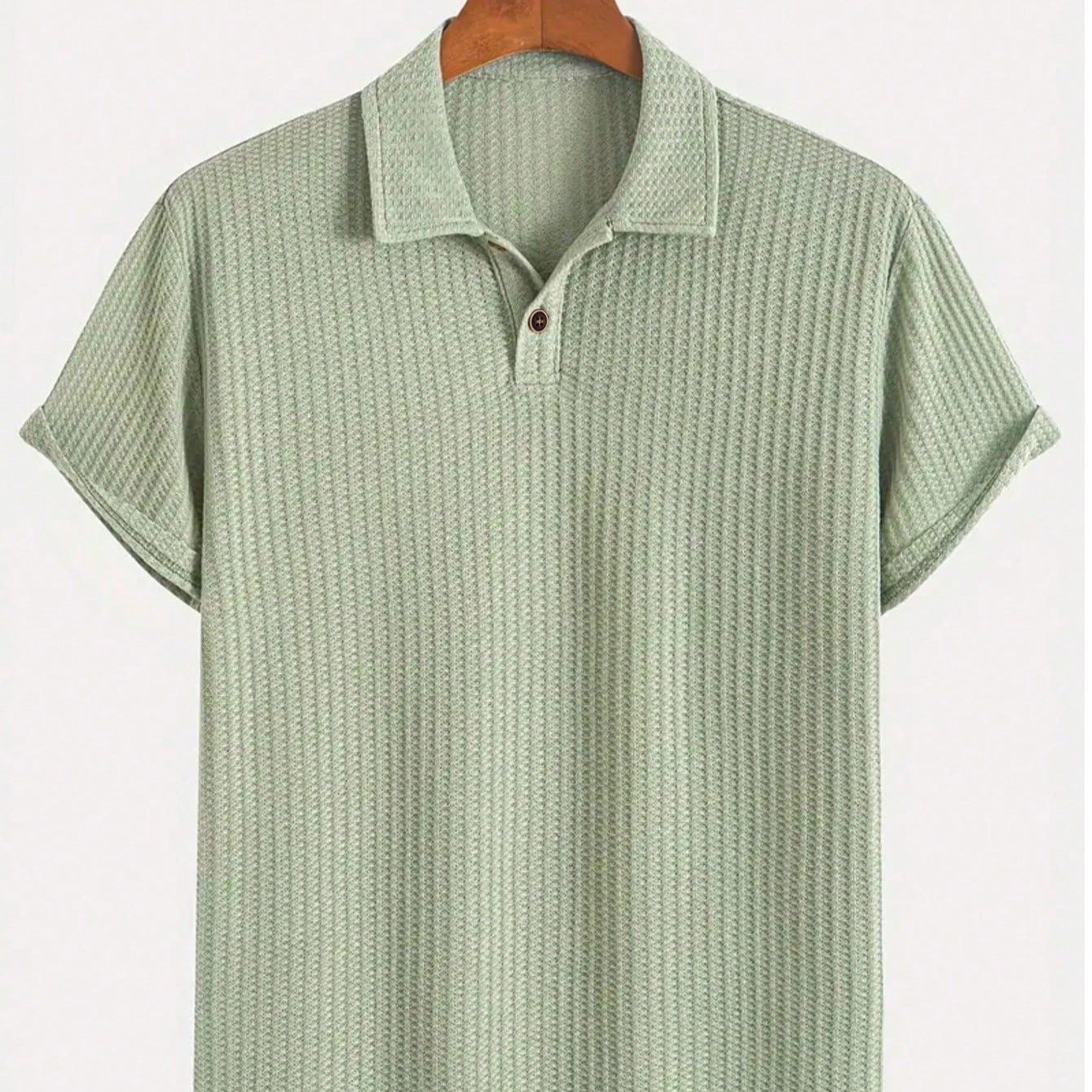 Camisa de golf de unicolor y semi-transparente para hombres, camisa polo casual de manga corta elástica y de tejido de gofre, adecuada para ocio y ac
