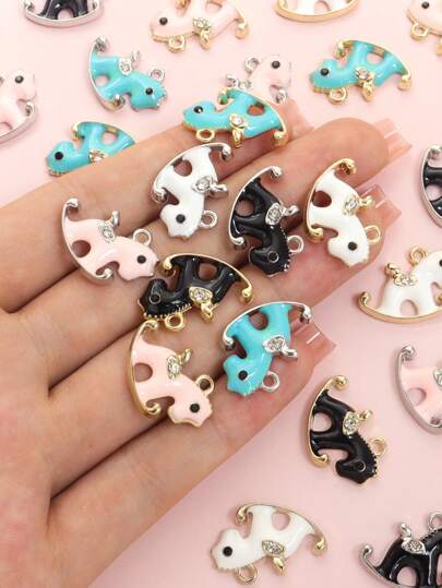 10 peças Charms de Liga Fofinhos com Troiano Sacudindo Gotejamento de Óleo e Decoração de Cristais, Acessórios de Jóias de Amizade para Casais, Moda Colar, Pulseira, Brinco, Chaveiro, Bolsa e Brinquedo Poeira Pingente Ornamentos Estilo de Cavalo de Madeira Kawaii DIY Liga Pendentes - Ideais para Uso Diário e Presentes