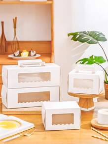 5/10 piezas Caja de embalaje para rollo de pastel con ventana transparente. Caja de regalo adecuada para rollos suizos, pasteles, cajas de mousse, rollos de toalla, pastelerías, adecuada para bodas, cumpleaños, Navidad, Halloween, cajas de regalo para fiestas, cajas de regalo, suministros de repostería