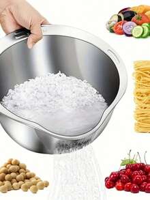 [ Customer Favorite ] Stainless Steel Kitchen Spoon - Multi Purpose Drain Basket, Suitable For Rice, Fruits, And Vegetables - Food Safety, Perfect Choice For Home Cooking - 銀色 - 查看 3