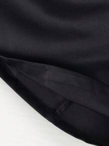 1 pièce Jupe longue élastique à taille haute de couleur unie, élégante et classique, avec poches latérales, en polyester, convient pour le printemps, l'été et l'automne, pour filles et adolescentes