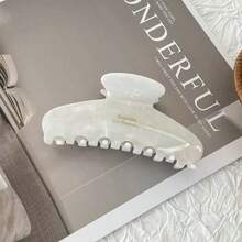 1个欧美纯色爪形发夹，朋克风发卡，适合ins风和时尚女性秋季发饰，优雅爪形发夹，发卡，冬季度假装扮，夏季海滩风情。 - 白色 - 查看 4