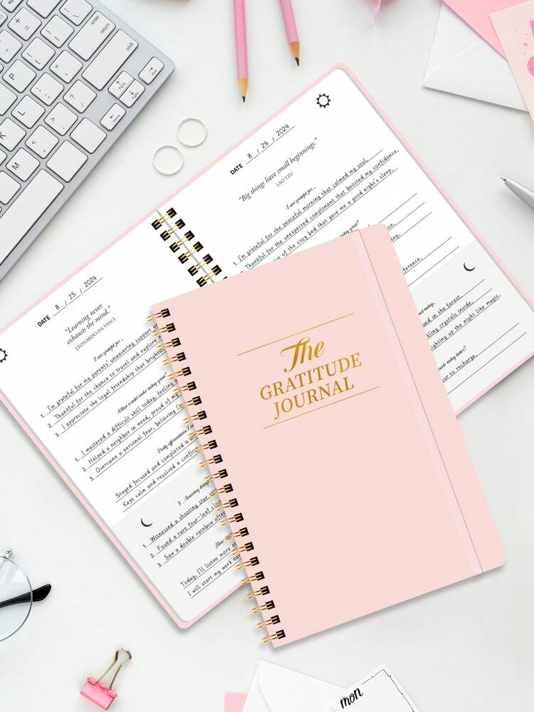 1pc Daily Gratitude Journal, Simple 5 Minutes Daily Planner For Happiness, Mindfulness & Reflection, Undated Life Planner Journal For Women & Men - Multicolor - View 6