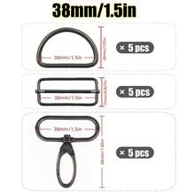 15pcs/Set 15-38mm Mixed Color Metal Belt Buckle Set, D-Ring Buckle, Rectangular Sliding Adjustment Buckle, Rotating Hook Buckle For DIY Pet Collars Handbags And Sewing Crafts - Multicolor - View 27