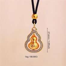 1 pièce Collier vintage à la mode de style chinois avec pendentif en céramique émaillée en forme de calebasse creuse
