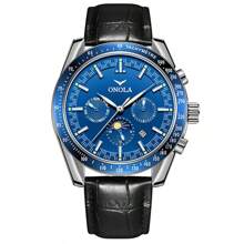 ONOLA Reloj mecánico totalmente automático de ONOLA 6835 con estilo de lujo ligero, con diseño de sol, luna y estrellas, exhibición luminosa de la hora mundial, numerales romanos y ajuste de fecha/hora. Es un reloj de alta calidad para negocios y ocio, adecuado como un regalo elegante para uso diario y ocasiones formales, y un durable reloj de tiempo