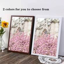 3 Piezas Pintura en lienzo de paisaje primaveral de París con flores de cerezo, rosas y peonías, póster de imagen romántica, obra de arte decorativa enmarcada - Rojo y blanco - Ver 8