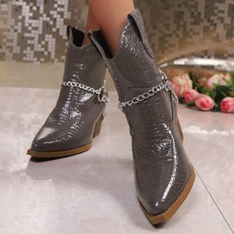 Glänzende Glitzer Stein Textur Damen Kurzstiefel, sexy Plateauschuhe Outdoor Reitstiefel für Herbst/Winter