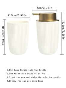 2件套浴室洗漱套装 - 泡沫泵洗手液和冲洗杯 - 白色兩件套 - 查看 4