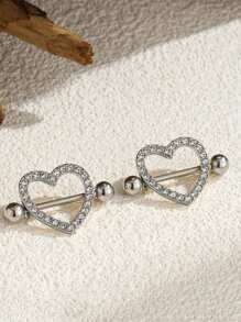 2pcs Nipples Rings For Women Stainless Steel Nipple Piercing CZ Heart Wing Barbell Nipple Rings Set Tongue Rings Set CZ Nipple Jewelry Cute Nipple Body Piercing Jewelry Gift