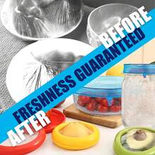 12PCS Flexible Silicone Bowl Covers, ElasticFood Storage Lids, Reusable, Dishwasher Airtight Leakproof For Fresh Food Storage, Multi-Size Fits Most Bowls, Kitchen & Dining Essentials, Home Cooks - 藍色&白色 - 查看 6