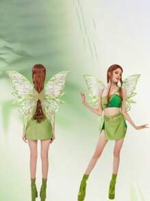 1pc Fairy Wings For Adults And Girls, Fairy Costume Set Organza Butterfly Wings - Ideal For Cosplay, Party,8 Colors Available Halloween