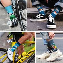 Men's Funny Novelty Crazy Pattern Dress Socks For Gifts - 藍/綠/黃/白/多色鐵人三項-4米 - 查看 9