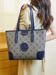 女士大容量托特包，休闲通勤单肩手提包，轻量奢侈品牌小众百搭高端斜挎包，2025新款休闲钱包 - 寶藍色 - 查看 6