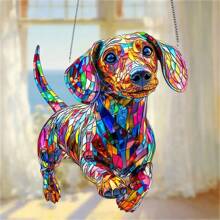 1 pieza Decoración acrílica de Dachshund de 8 pulgadas x 6.7 pulgadas - Decoración colgante de plástico acrílico y colorido de 8 pulgadas x 6.7 pulgadas, arte de pared con tema animal, decoración para el hogar para el dormitorio, la cocina, el jardín exterior, regalo de inauguración de la casa para amantes de los perros