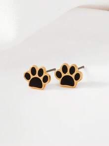 1 Pair Fashionable Cute Puppy Paw Print Stud Earrings, Suitable For Daily Wear - one-size - View 2