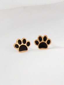 1 Pair Fashionable Cute Puppy Paw Print Stud Earrings, Suitable For Daily Wear - one-size - View 3