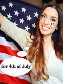 蓝钻脸部宝石星形面部和身体珠宝贴纸，粘贴式水晶钻，独立日派对服装化妆装饰