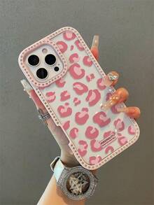 1 件奢华豹纹水钻透明闪亮手机壳，适用于 17/17 Air/17 Pro/17 Pro Max/16 16 Pro 16 Plus 16 Pro Max 15 14 13 Pro Max 13 12 11，柔软防震防摔全覆盖手机壳 - 粉色 - 查看 4