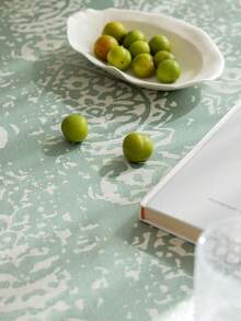 1 件美式乡村复古风格桌布，清新绿色提花面料矩形流苏桌布，适用于厨房、派对、野餐、宴会、家居装饰、所有季节 - 綠色 - 查看 9